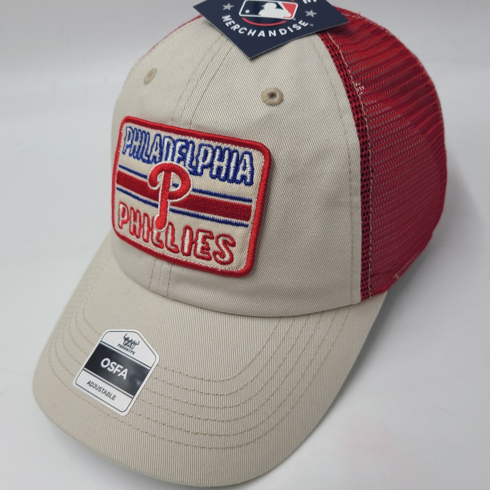 Philadelphia Phillies Hat Snapback‎ Trucker Mesh Fan Favorite Beige Red MLB Men